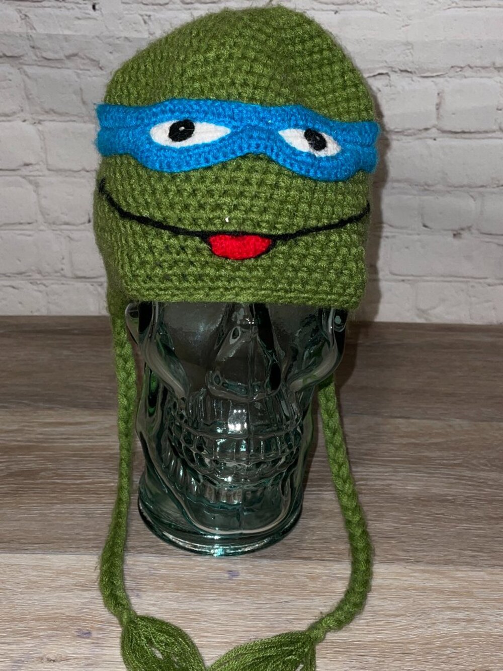 NEW HANDMADE TMNT LEONARDO CROCHET KNIT BEANIE CAP / HAT
